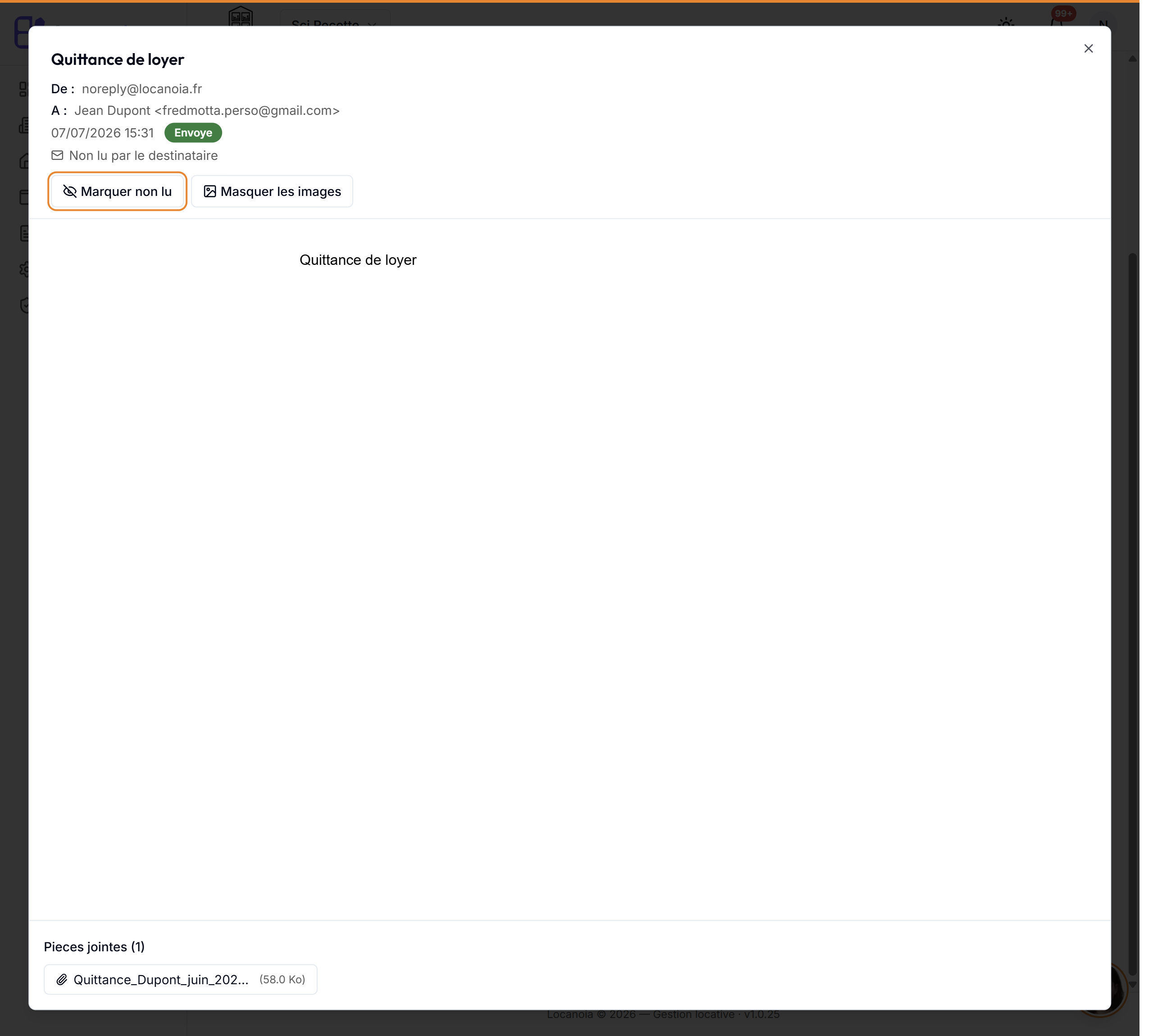 Email envoyé avec indication de lecture par le destinataire