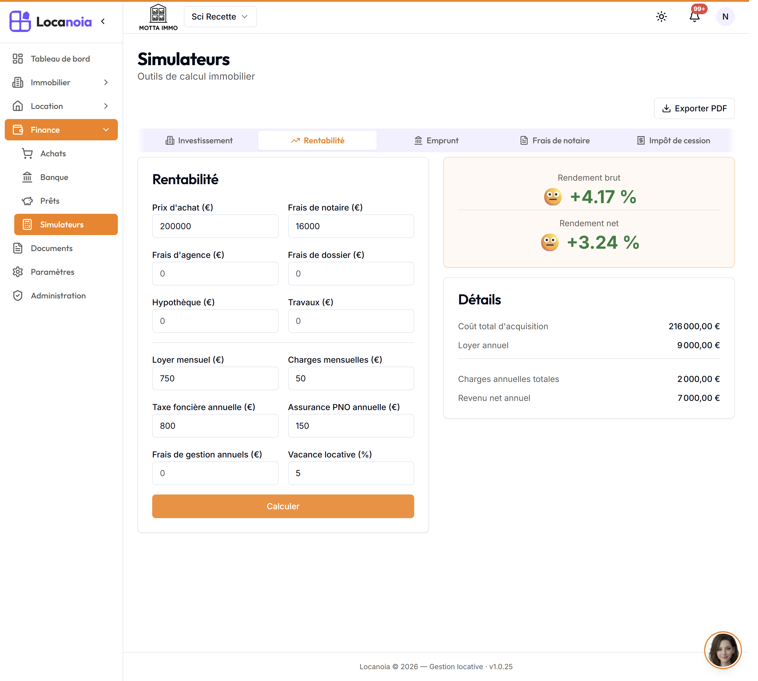 Le simulateur de rentabilité